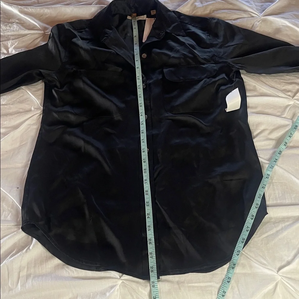 NWT Equipment SIGNATURE 100% SILK SATIN SHIRT in True Black - Picture 14 of 15